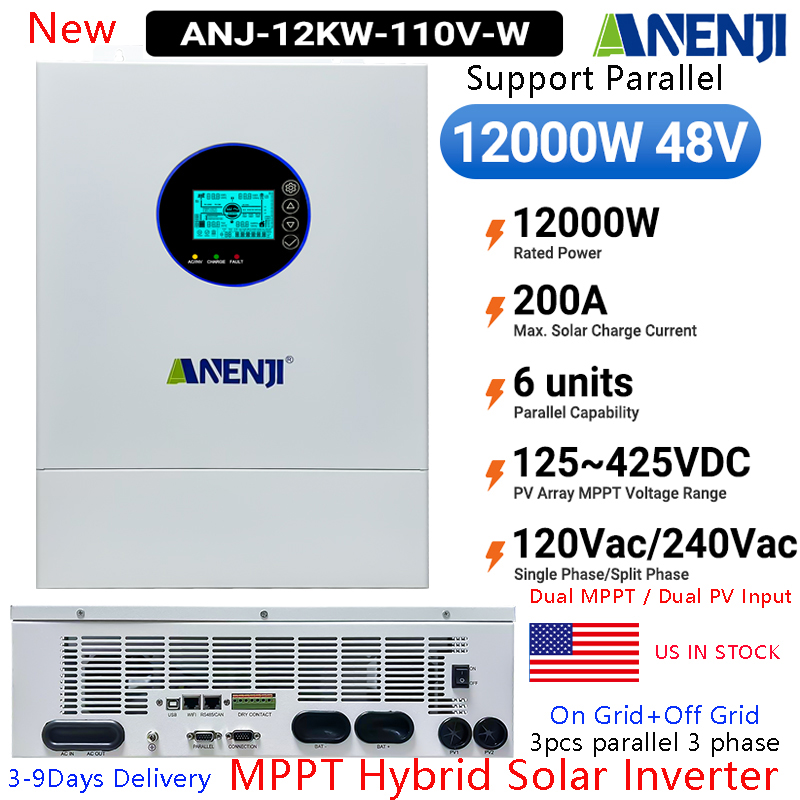 Off Grid Solar Inverter 48V 6000W - Inverter Solare Ibrido ANENJI Split Phase